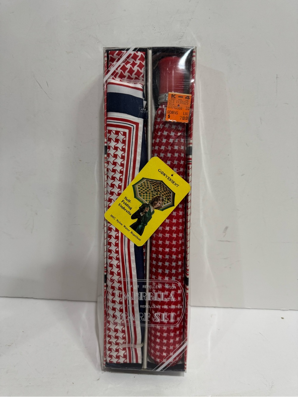 Vintage "Convenient" Umbrella & Scarf Gift Set in Original Box